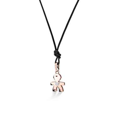 Collana oro rosa sagoma bimbo diamanti LBB066 Donna Le Bebe'