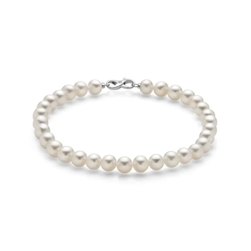 Bracciale oro bianco perle diamante PBR2942 Donna Miluna