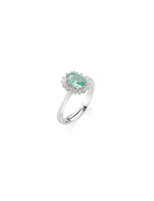 Anello Mini Royal Lady Zircone Verde Acqua mis.10/14 Amen