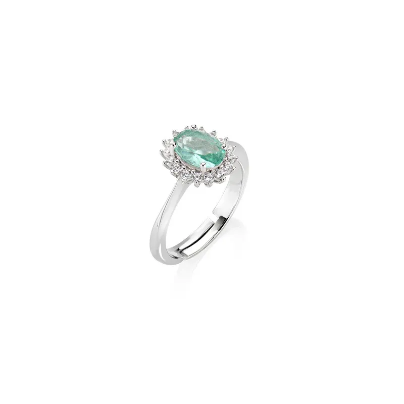 Anello Mini Royal Lady Zircone Verde Acqua mis.10/14 Amen