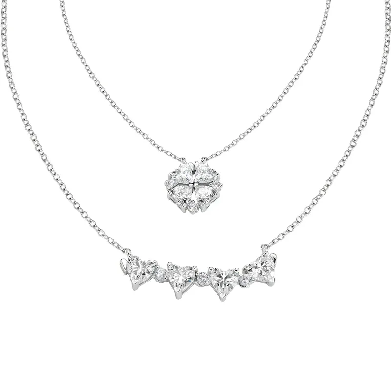 Collana Quadricuore Magnetico Bianco Donna Amen Collana Quadricuore Magnetico Bianco Donna Amen