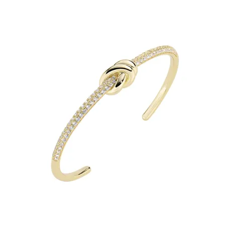 Bracciale Rigido Nodo d'Amore in Ottone Dorato con Zirconi Donna Amen