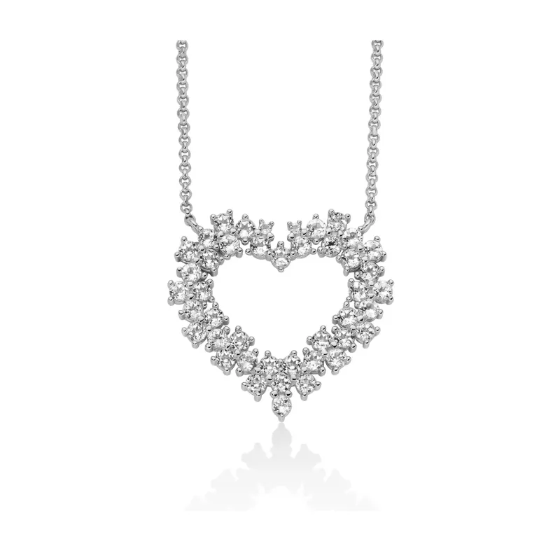 Collana argento cuore topazi bianchi CLD5097 Donna Miluna