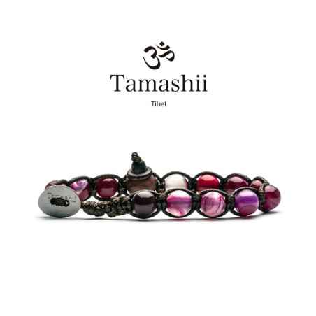 BRACCIALE AGATA CILIEGIA STRIATA TAMASHII 1 GIRO BHS900-164 Tamashii