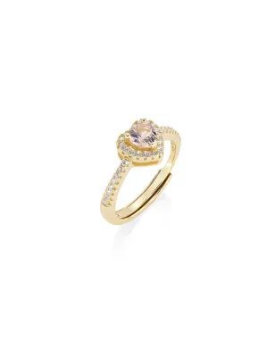 Anello Dorato Dolce Cuore Rosa Morganite mis.10/14 Donna Amen