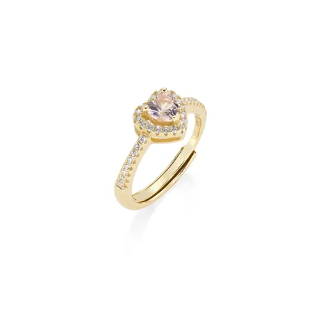 Anello Dorato Dolce Cuore Rosa Morganite mis.10/14 Donna Amen