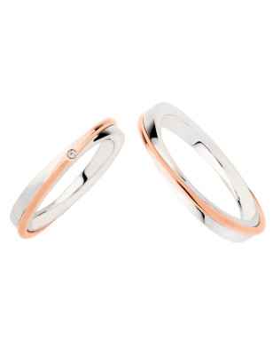 ANELLO FEDE NUZIALE IN ORO BIANCO E ORO ROSA UOMO POLELLO 