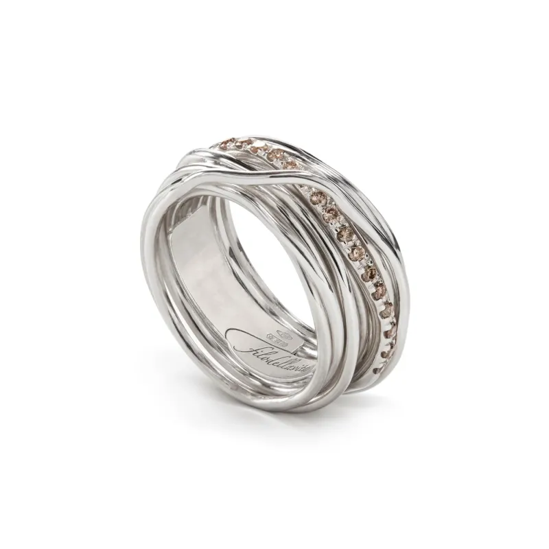 Anello Filodellavita 13 Fili Argento e Diamanti Brown m14 Donna Rubinia Anello Filodellavita 13 Fili Argento e Diamanti Brown m14 Donna Rubinia