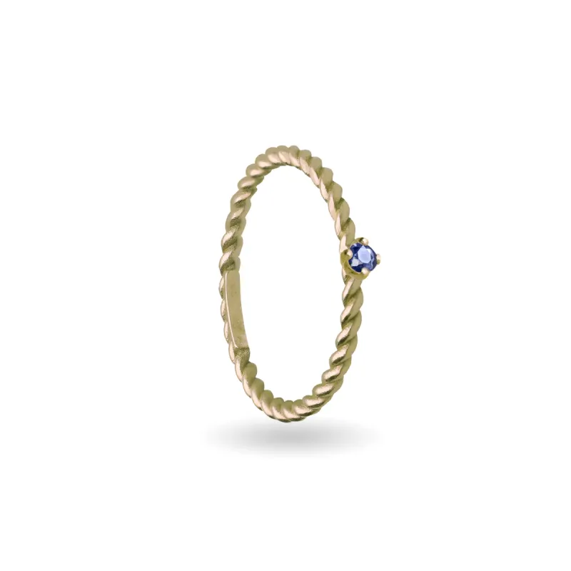 Anello Filodamore intrecciato Oro Giallo e Zaffiro Blu Donna Rubinia