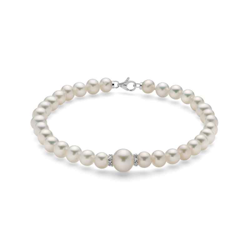 Bracciale perle diamanti oro bianco Donna Miluna Le Perle