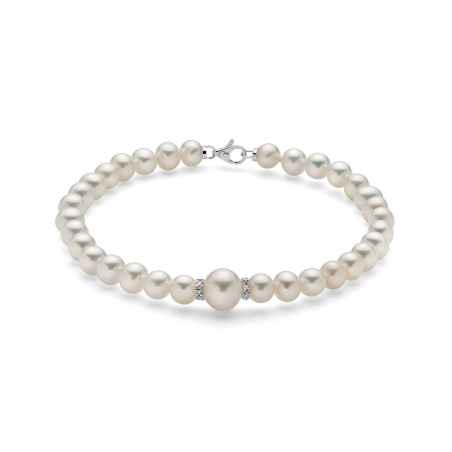 Bracciale perle diamanti oro bianco Donna Miluna Le Perle