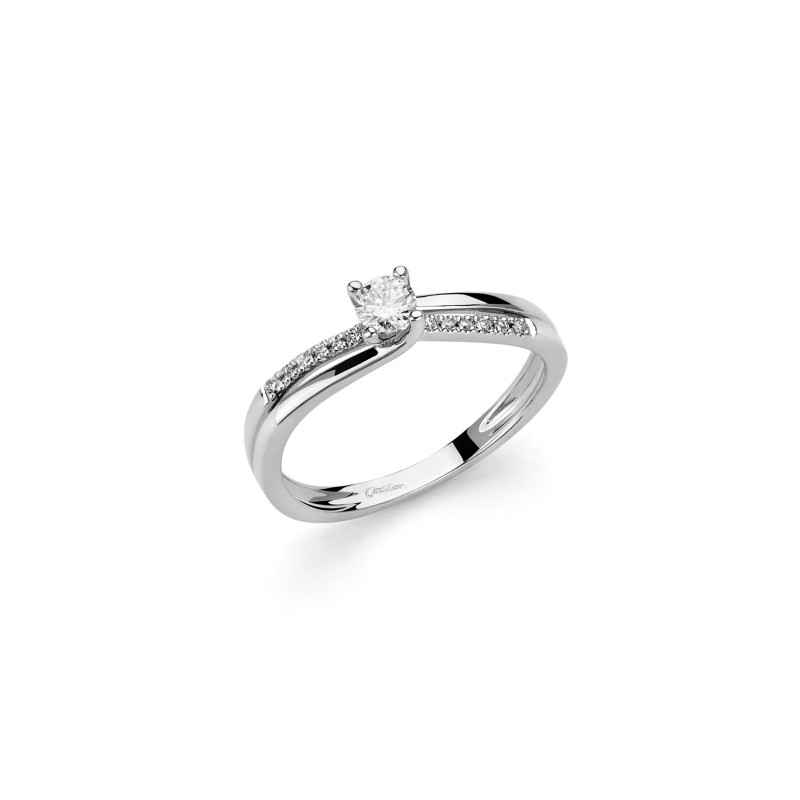 Anello solitario diamante 18pt contorno LID3302-018G7 Donna Miluna