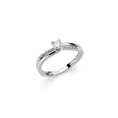 Anello solitario diamante 18pt contorno LID3302-018G7 Donna Miluna
