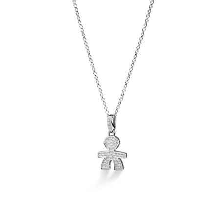 COLLANA BIMBO ORO BIANCO PAVE DIAMANTI I PREZIOSI LE BEBE'