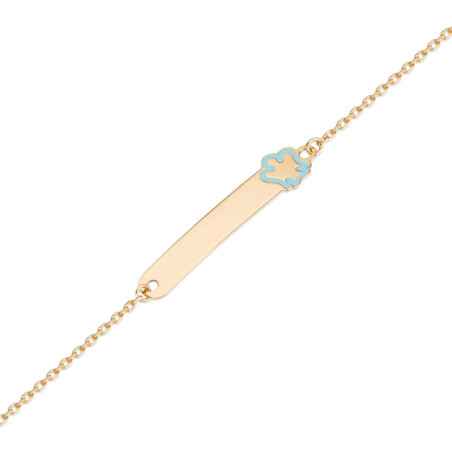 Bracciale oro targhetta e angelo azzurro Bambini Roberto Giannotti