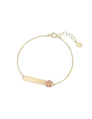 Bracciale oro targhetta e angelo rosa Bambini Roberto Giannotti