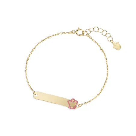 Bracciale oro targhetta e angelo rosa Bambini Roberto Giannotti