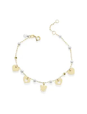 Bracciale oro con perle cuori e Angeli Donna Roberto Giannotti