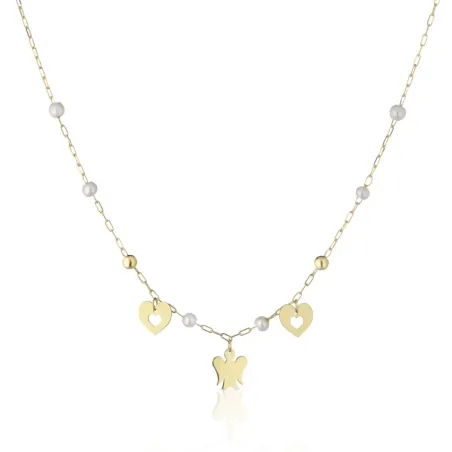 Collana oro con perle cuori e Angeli Donna Roberto Giannotti