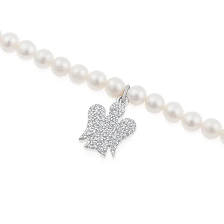 Bracciale di Perle bianche con Angelo pendente Donna Roberto Giannotti