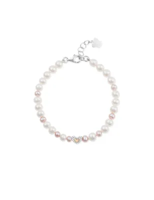 Bracciale Perle bianche e rosa, Cuore centrale Roberto Giannotti