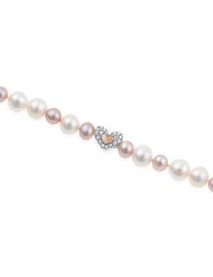 Bracciale Perle bianche e rosa, Cuore centrale Roberto Giannotti