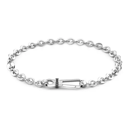 Bracciale maglia rolò Argento e Spinelli neri Uomo Zancan