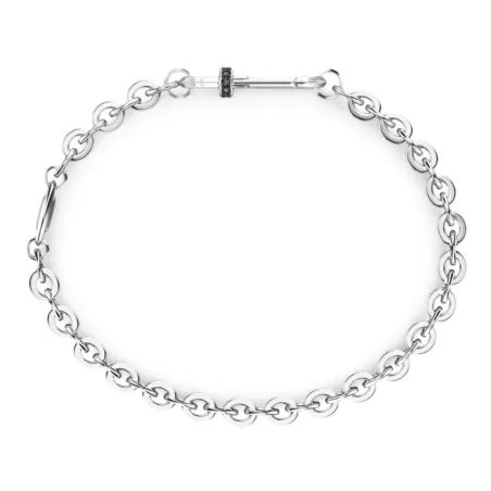 Bracciale maglia rolò Argento e Spinelli neri Uomo Zancan