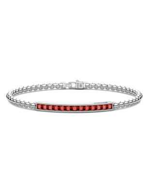 Bracciale targa centrale e pietre rosse Uomo Zancan