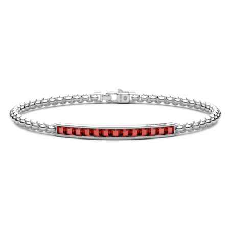 Bracciale targa centrale e pietre rosse Uomo Zancan