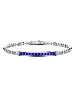 Bracciale targa centrale e pietre blu Uomo Zancan