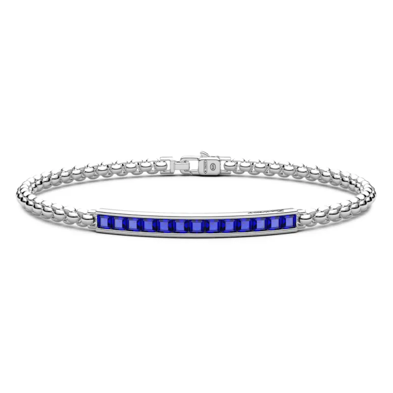 Bracciale targa centrale e pietre blu Uomo Zancan