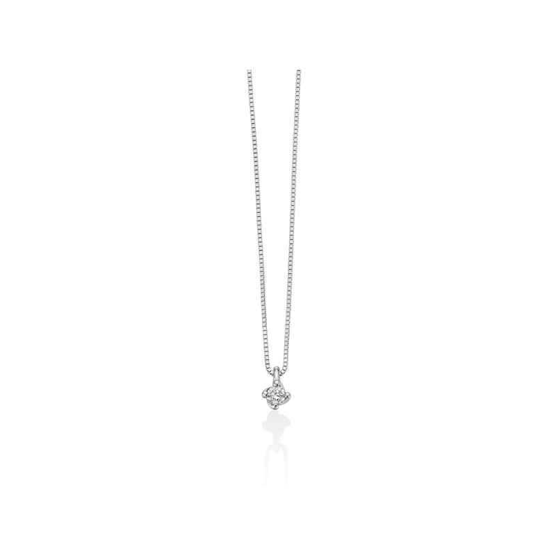 COLLANA PUNTO LUCE ORO BIANCO DONNA MILUNA I DIAMANTI
