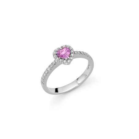 ANELLO CUORE ZAFFIRO ROSA PREMIUM GEMME DONNA MILUNA