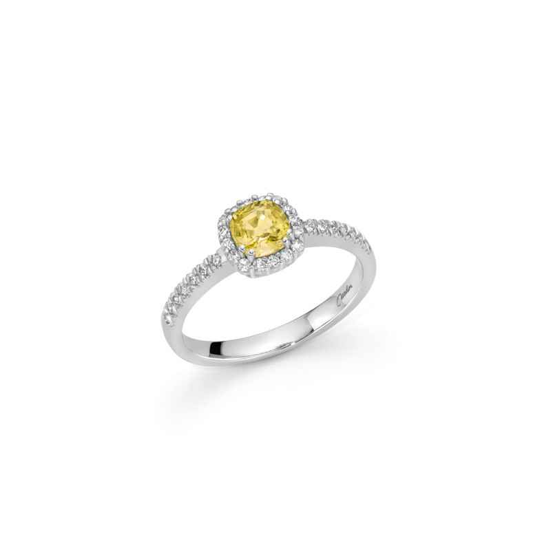 ANELLO ORO BIANCO ZAFFIRO GIALLO DONNA MILUNA LE GEMME