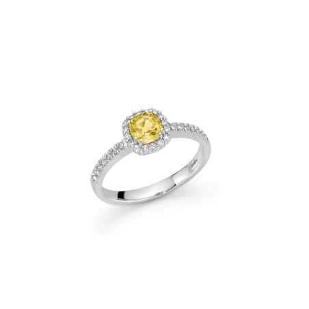 ANELLO ORO BIANCO ZAFFIRO GIALLO DONNA MILUNA LE GEMME