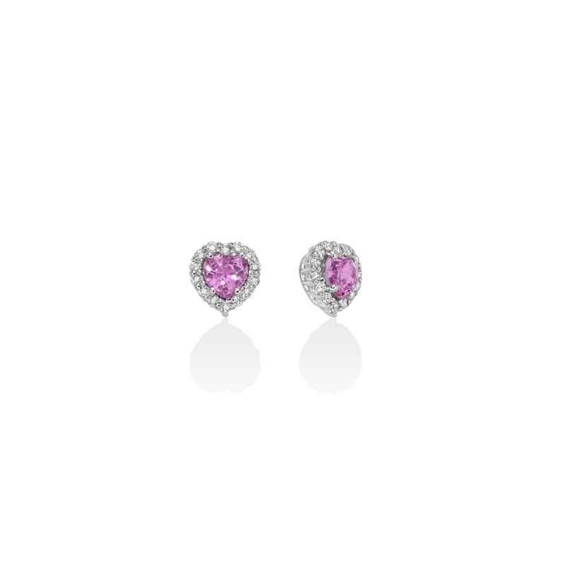 ORECCHINI CUORE ZAFFIRO ROSA PREMIUM GEMME DONNA MILUNA