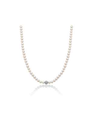 Collana PERLE BOULE DIAMANTATA ORO Donna Miluna Le Perle