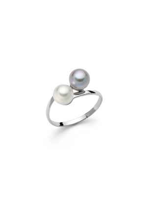 Anello ORO BIANCO CONTRARIÉ Donna Miluna Le Perle