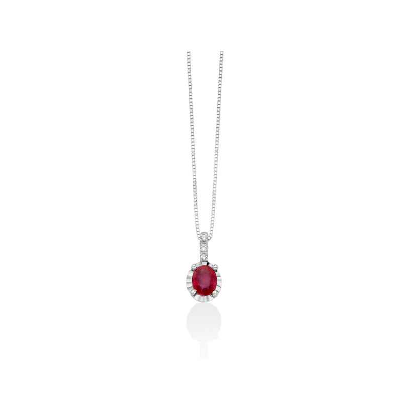 COLLANA RUBINO OVALE DIAMANTI DONNA MILUNA LE GEMME