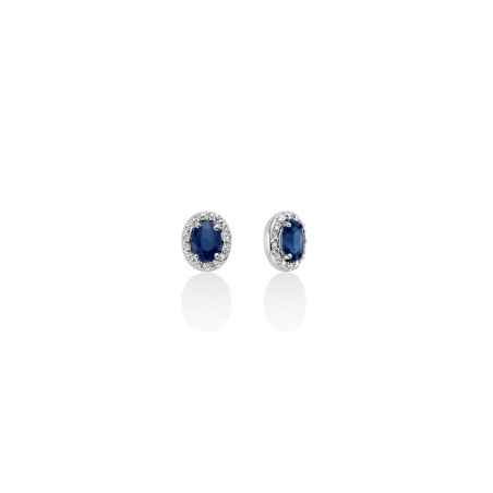 ORECCHINI ZAFFIRO OVALE DIAMANTI DONNA MILUNA LE GEMME