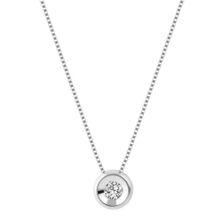 Collana punto luce oro bianco Diamante 0.04 Ct Donna Demetra