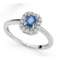 Anello Oro Bianco 9kt con Zaffiro e Diamanti Donna Donnaoro