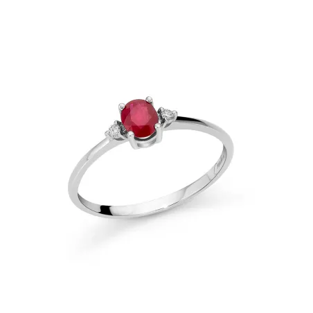 ANELLO ORO BIANCO CON RUBINO 0.43 CT E DIAMANTI 0.02 CT DONNA MILUNA