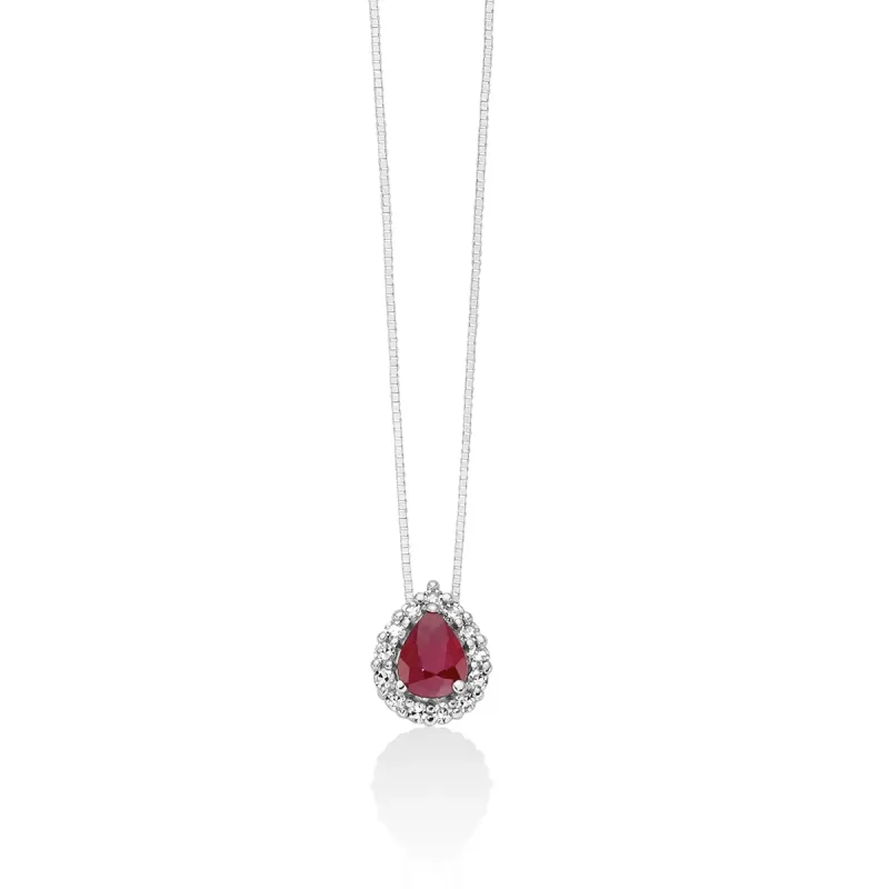 Collana con Rubino taglio goccia Diamanti Donna Miluna Collana con Rubino taglio goccia Diamanti Donna Miluna