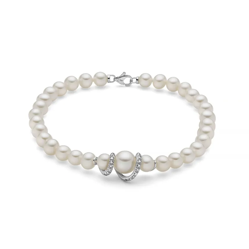 Bracciale perle Oriente centrale oro spirale diamanti Donna Miluna