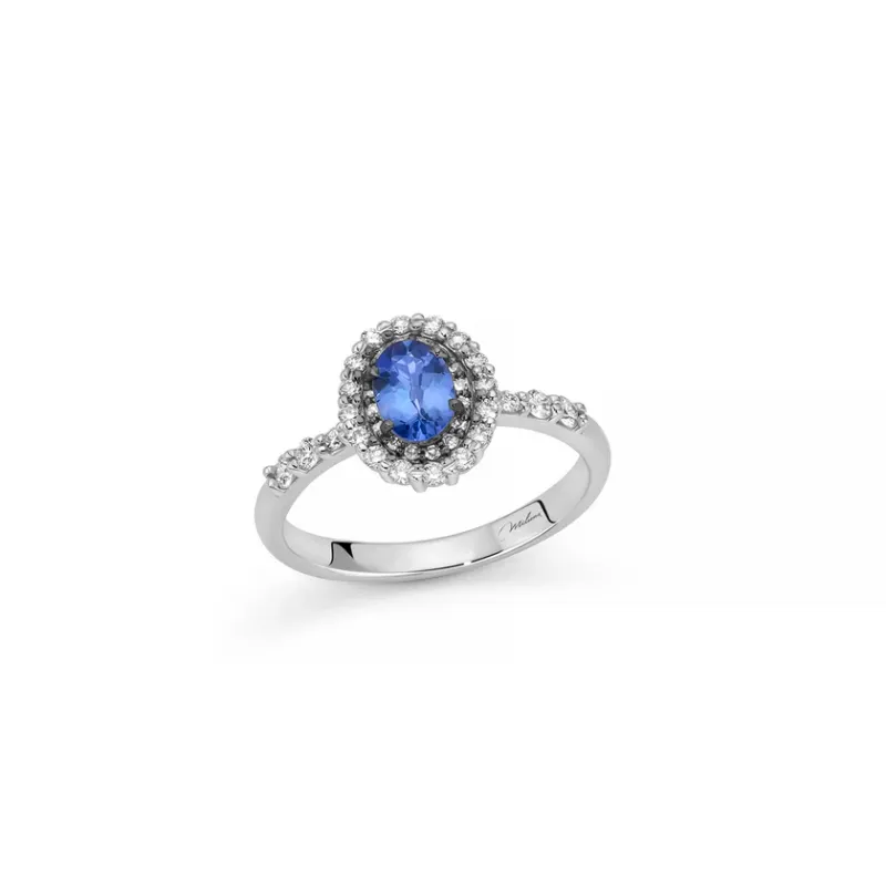 Anello oro bianco tanzanite diamanti LID4061 Donna Miluna