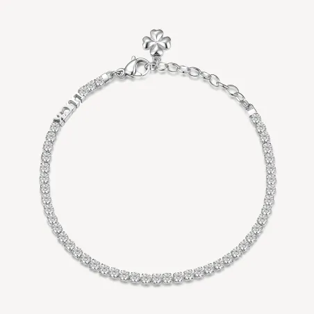 Bracciale Tennis Desideri Zirconi e Pendente Quadrifoglio Brosway