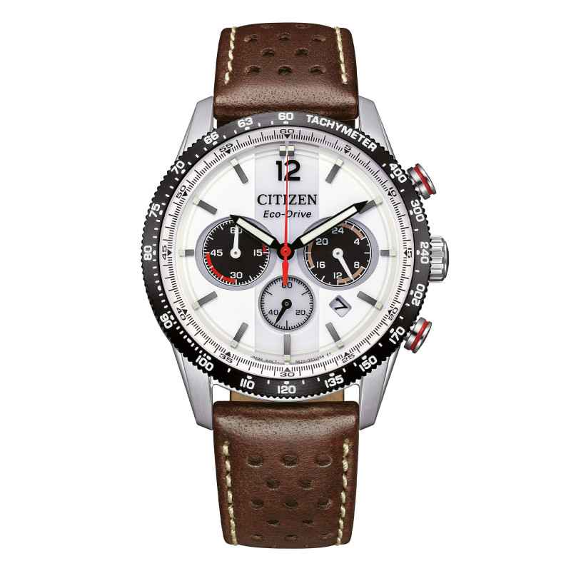 Orologio OF Racing Crono bianco pelle CA4714-04A Uomo Citizen Orologio OF Racing Crono bianco pelle CA4714-04A Uomo Citizen