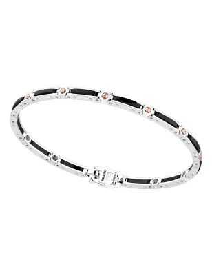 Bracciale Argento e Ceramica con dettagli in Oro Rosa Uomo Zancan